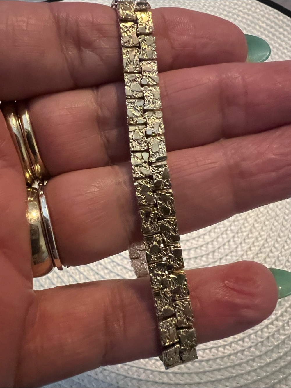 Vintage Men’s Adjustable Gold Plated Nugget Style Double Link Bracelet